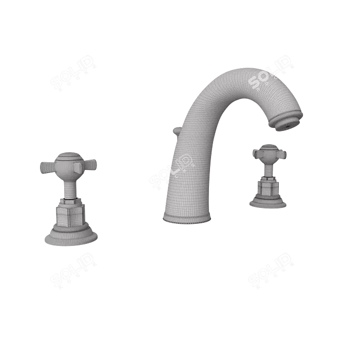 Elegant 3-Hole Basin Mixer 3D model image 2