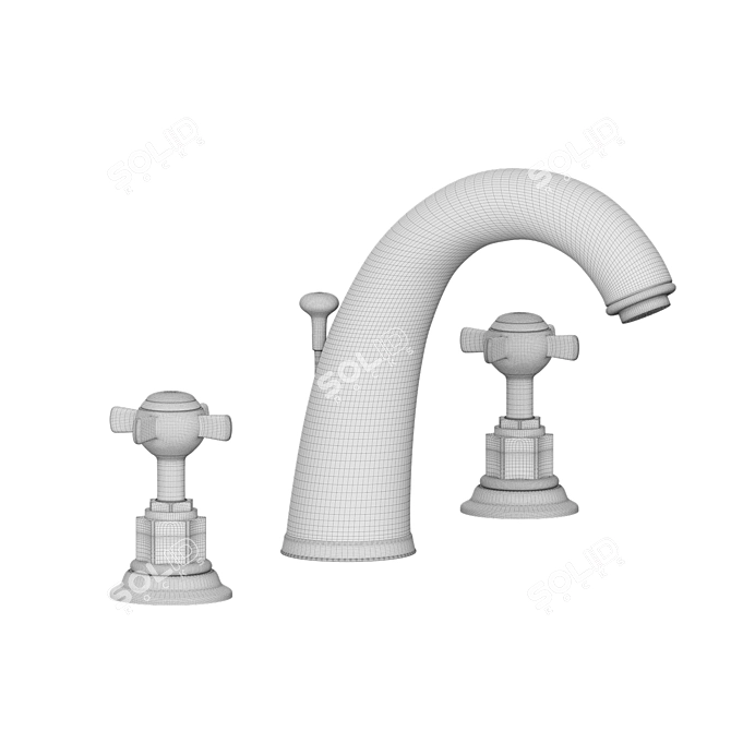 Elegant 3-Hole Basin Mixer 3D model image 5