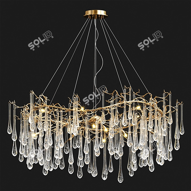 Serip Aqua Chandelier - Handmade Bronze Pendant 3D model image 1