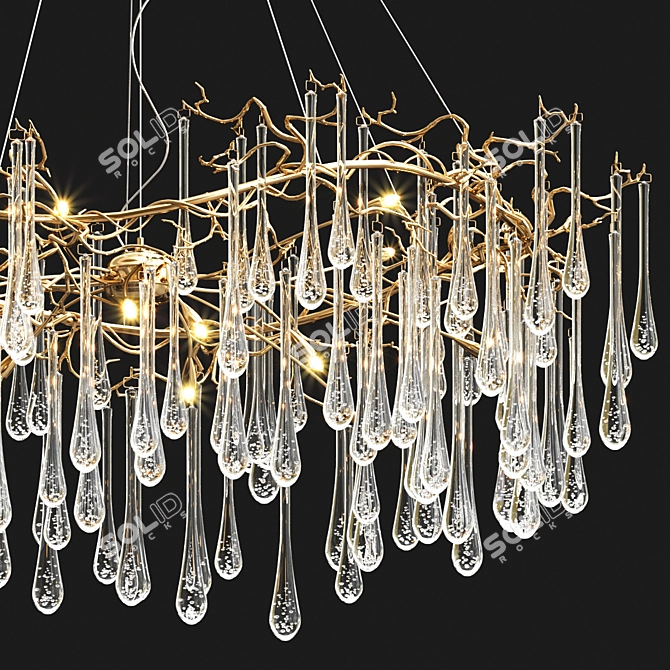 Serip Aqua Chandelier - Handmade Bronze Pendant 3D model image 2