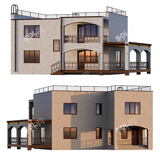 Mediterranean Dreams: Modern 2-Storey Beach Villa 3D model image 2