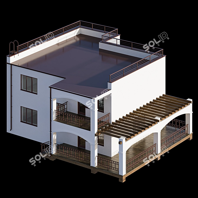 Mediterranean Dreams: Modern 2-Storey Beach Villa 3D model image 4