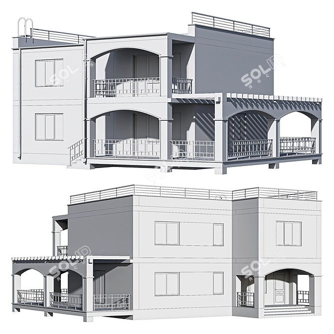 Mediterranean Dreams: Modern 2-Storey Beach Villa 3D model image 5