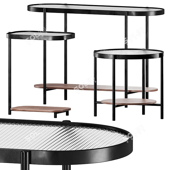 Modern Porter Table Set 3D model image 1