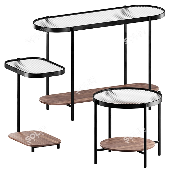 Modern Porter Table Set 3D model image 2