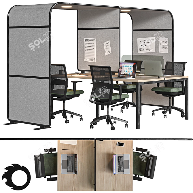 Modern Office Furniture Set 3D model image 1