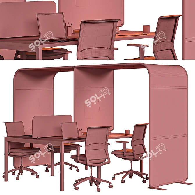 Modern Office Furniture Set 3D model image 5