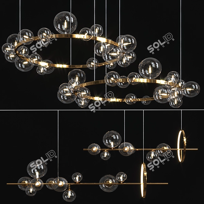 Elegant Iona Gold Black Lamp Set 3D model image 1