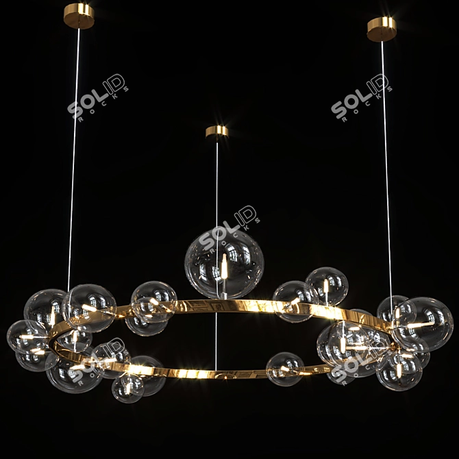 Elegant Iona Gold Black Lamp Set 3D model image 4
