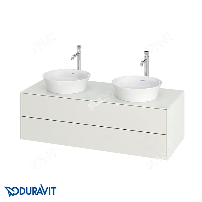 Duravit White Tulip Hanging Bedside Table 3D model image 1