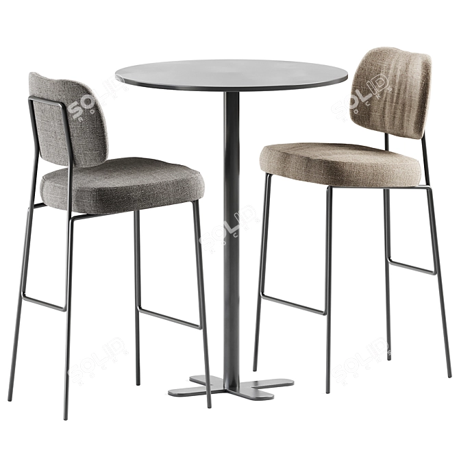 Elegant Genova Table and Kapoor Bar Chair - Perfect Pair! 3D model image 1