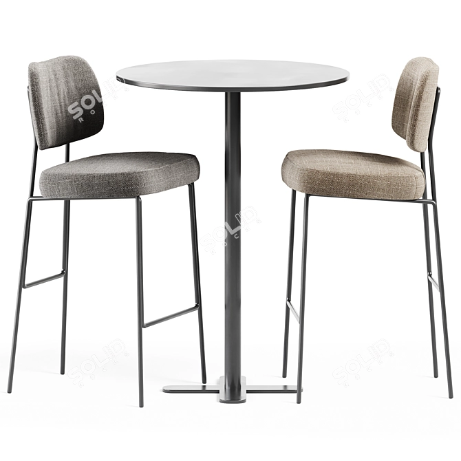 Elegant Genova Table and Kapoor Bar Chair - Perfect Pair! 3D model image 2