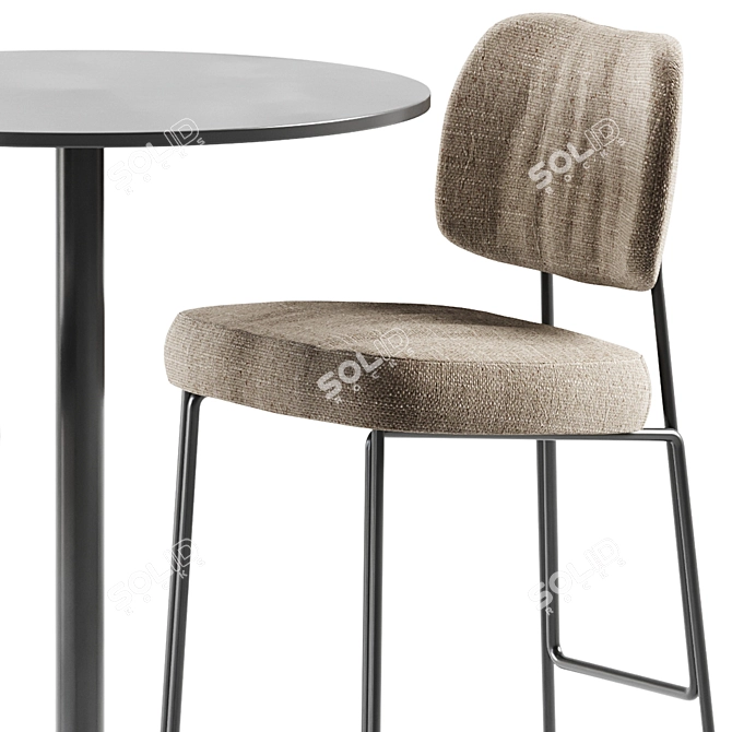 Elegant Genova Table and Kapoor Bar Chair - Perfect Pair! 3D model image 3