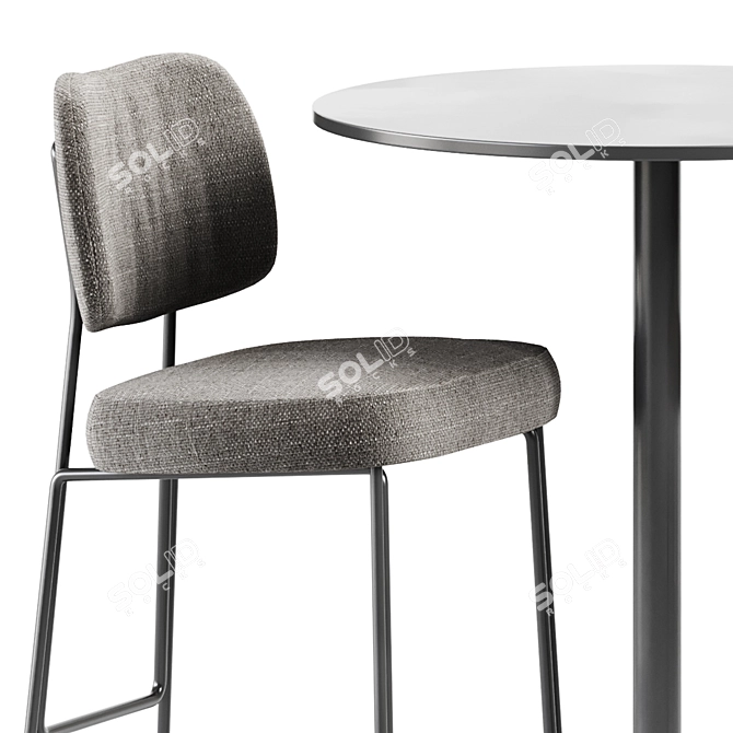 Elegant Genova Table and Kapoor Bar Chair - Perfect Pair! 3D model image 4