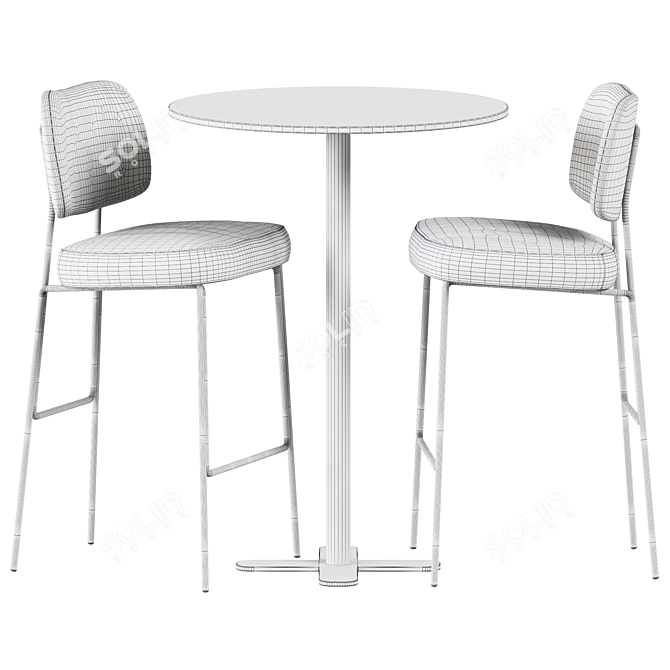 Elegant Genova Table and Kapoor Bar Chair - Perfect Pair! 3D model image 5