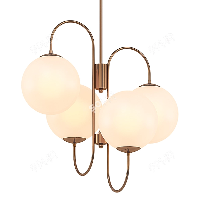 Luxury Gold Chandelier: Eziz Gold 4-Light 3D model image 1