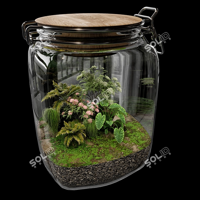 Exquisite Terrarium Plant Assortment 3D model image 1