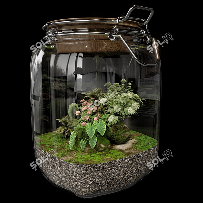 Exquisite Terrarium Plant Assortment 3D model image 2