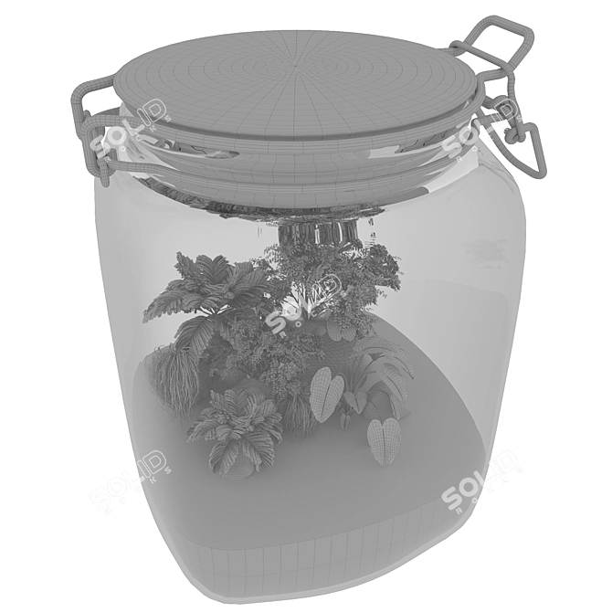Exquisite Terrarium Plant Assortment 3D model image 5