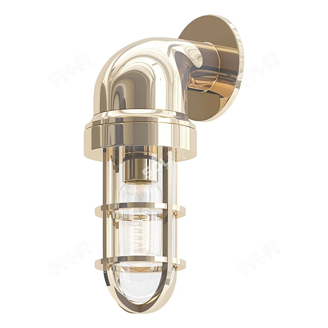 Industrial Brass Wall Light 3D model image 1