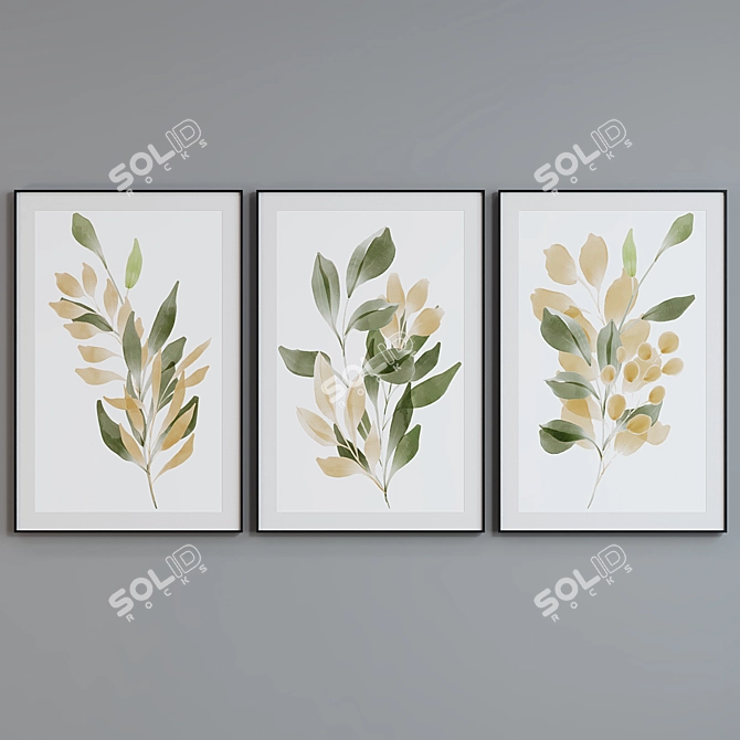 Modern Plant Branch Picture Frame Set 3D model image 5