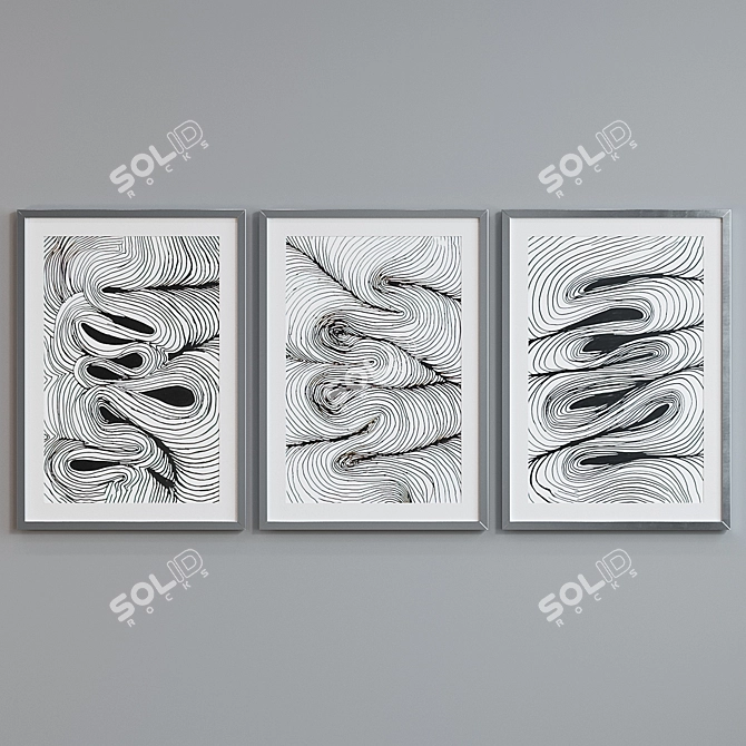 Abstract Line Pattern Picture Frame Set 3D model image 3