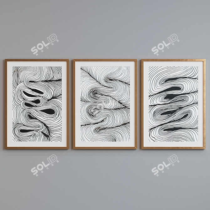 Abstract Line Pattern Picture Frame Set 3D model image 4
