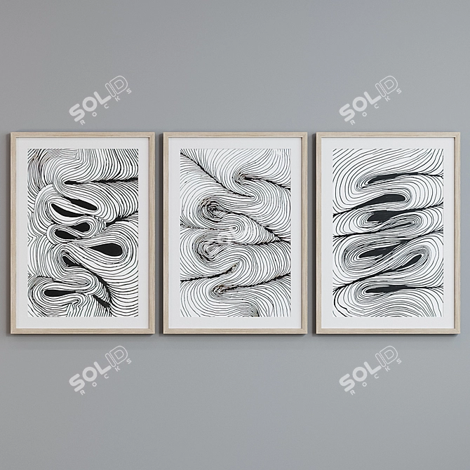 Abstract Line Pattern Picture Frame Set 3D model image 5