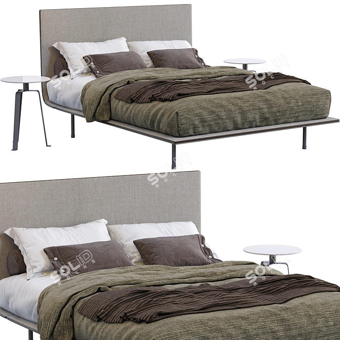 Elegant Thin Single Bed by Bonaldo 3D model image 1