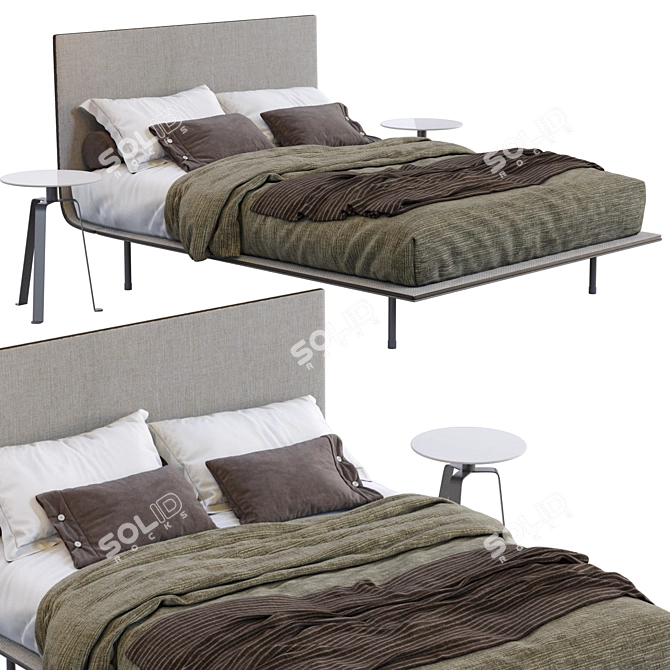 Elegant Thin Single Bed by Bonaldo 3D model image 2