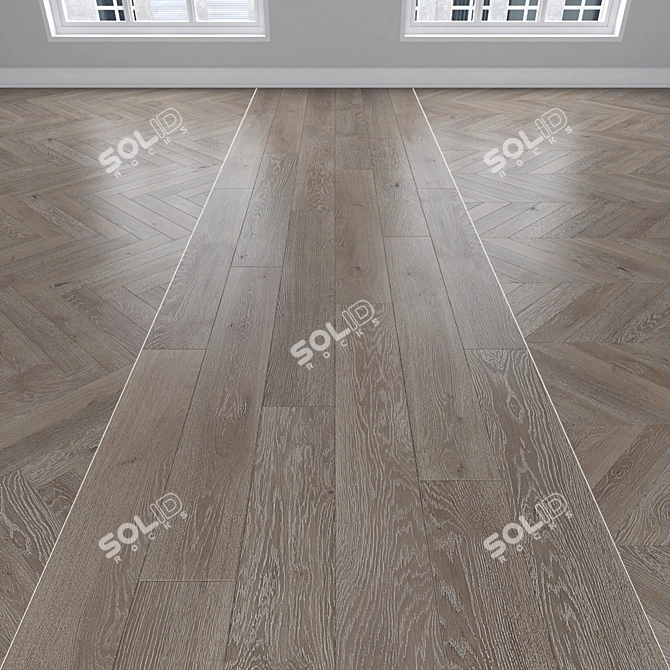 Oak Parquet Flooring: Linear, Chevron & Herringbone 3D model image 1