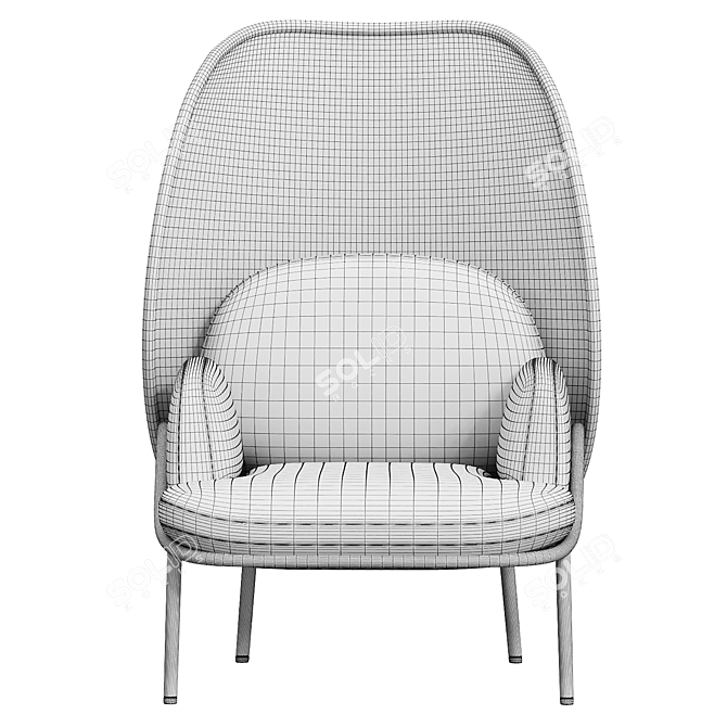 Elegant Mesh Wingchair by Krystian Kowalski 3D model image 6