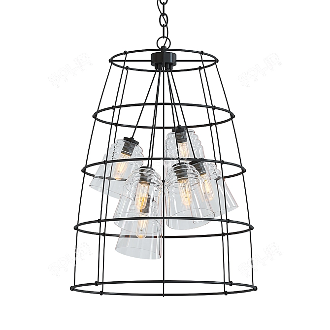 Coastal Farmhouse Chandelier - Rustic Elegance for Your Home!  Charming Lighting Fixture in Rustic Farmhouse Style 3D model image 1