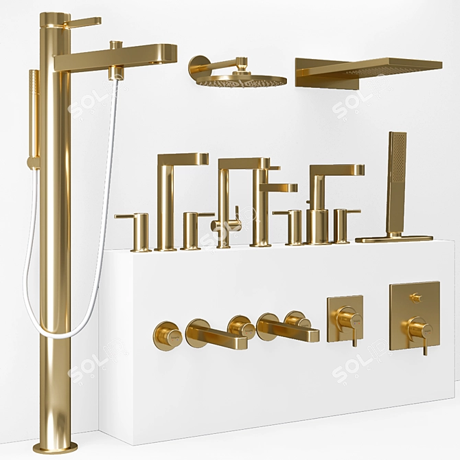 Elegant Finoris Bathroom Faucet 3D model image 3