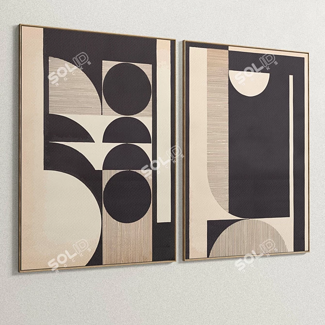 Plaster Double Photo Frame - Modern Interior Décor 3D model image 3