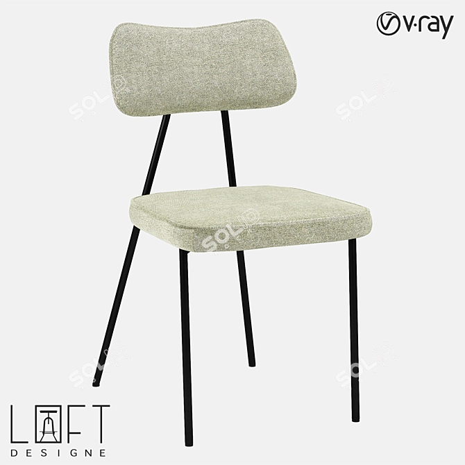 Modern Metal and Fabric Chair 3D model image 1