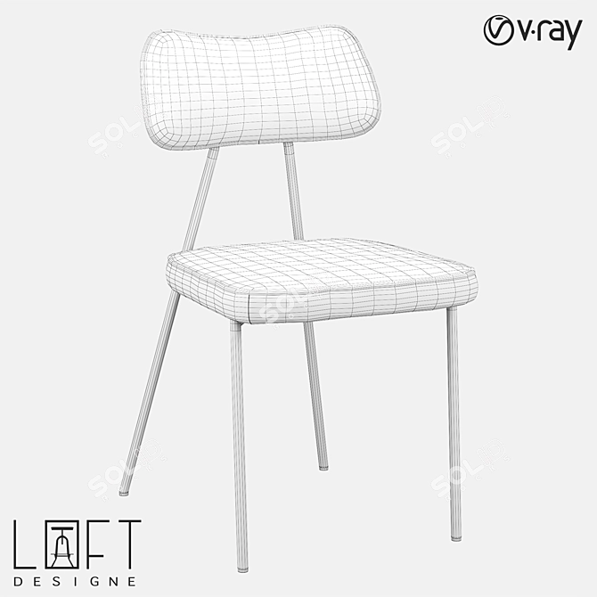 Modern Metal and Fabric Chair 3D model image 2