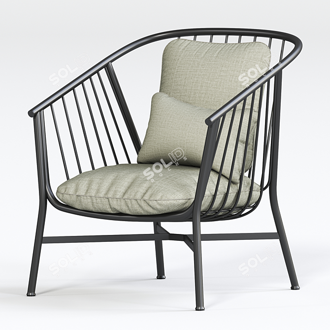 Sleek Steel Armchair: Jeanette 3D model image 1