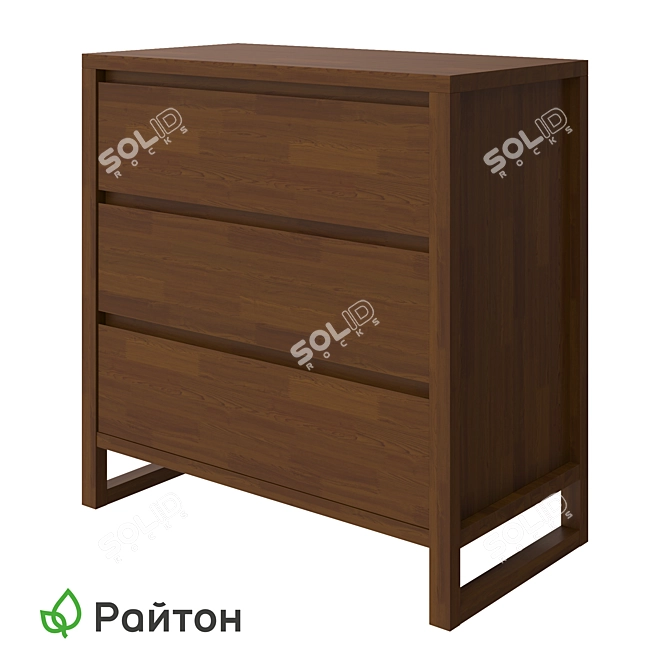 Compact 3-Drawer Chest: Stylish Space-Saver 3D model image 1