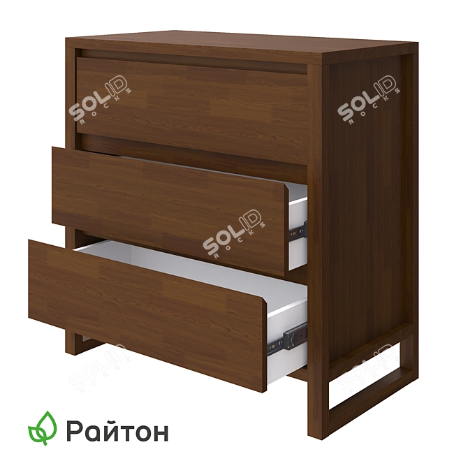 Compact 3-Drawer Chest: Stylish Space-Saver 3D model image 3