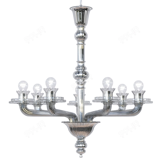 Elegant Chrome Glass Chandelier - 700mm Diameter 3D model image 2