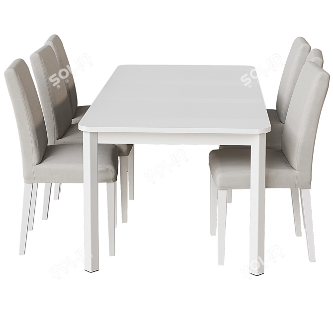 Strandtorp/Bergmund White Table & Chairs 3D model image 2