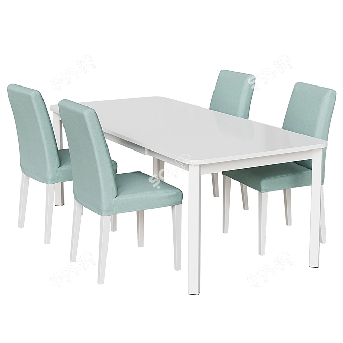 Strandtorp/Bergmund White Table & Chairs 3D model image 3