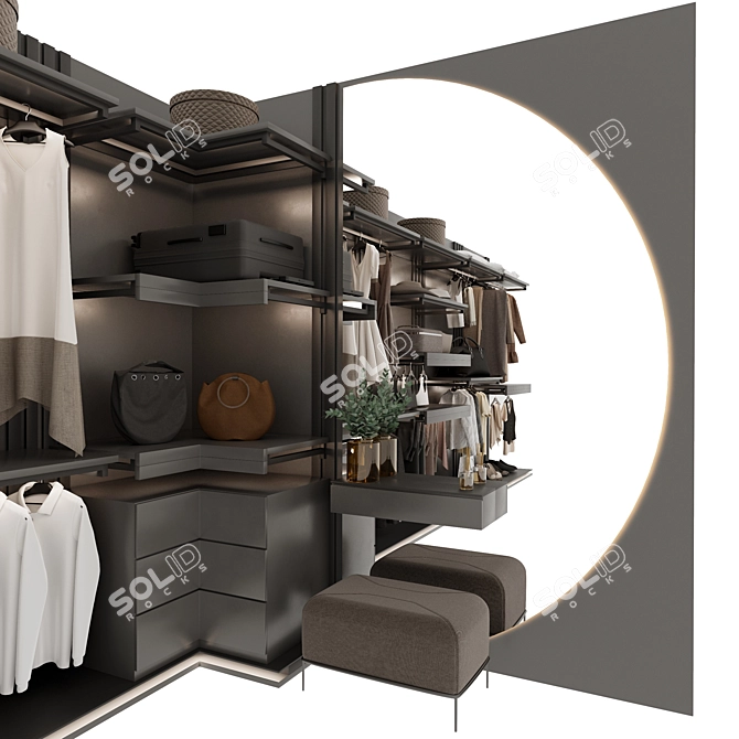 Modern Style Wardrobe with Customizable Modules 3D model image 2