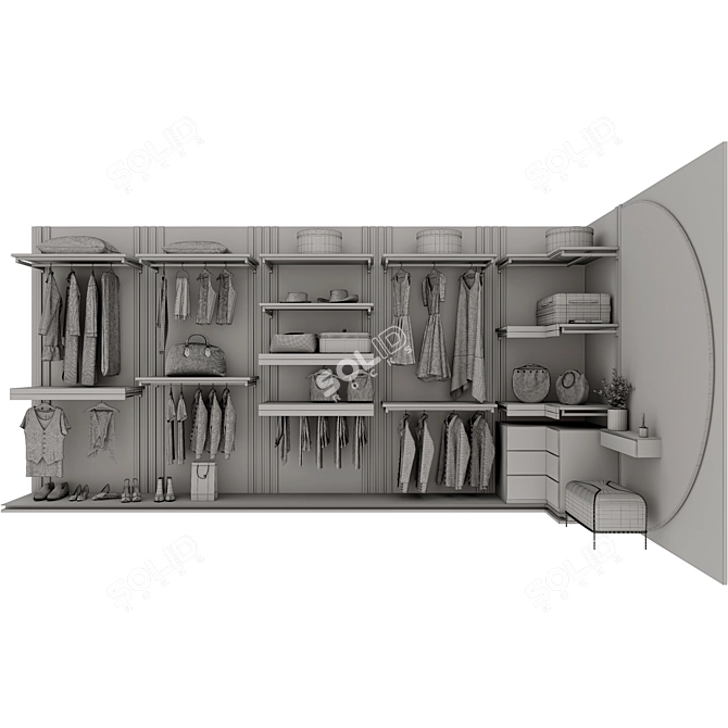 Modern Style Wardrobe with Customizable Modules 3D model image 5