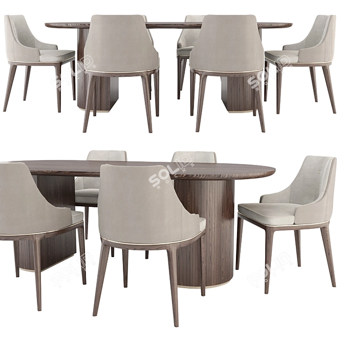 Modern Elegance: Alaton Chair & Moon Dining Table 3D model image 1