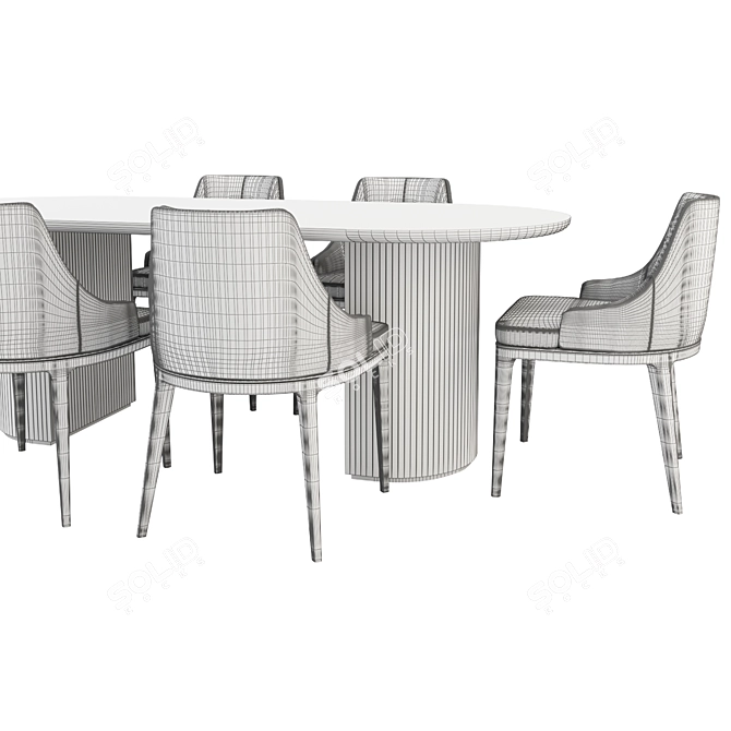 Modern Elegance: Alaton Chair & Moon Dining Table 3D model image 4