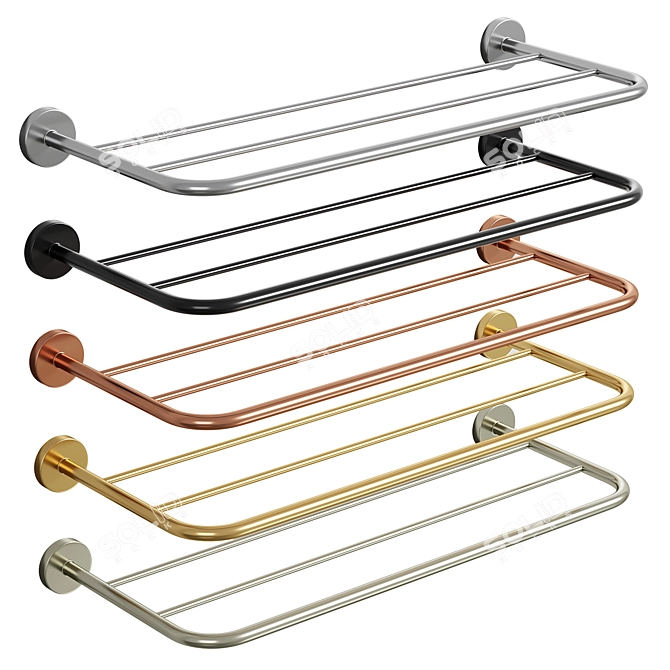 Elegant Chrome Luna Towel Rail 3D model image 1