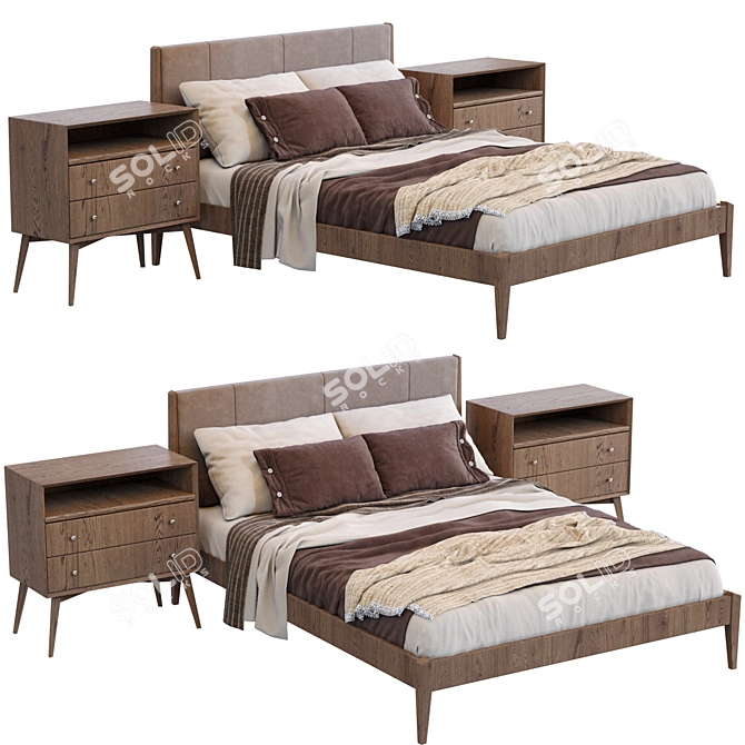 Sleek Wood Bed | West Elm 3D model image 2