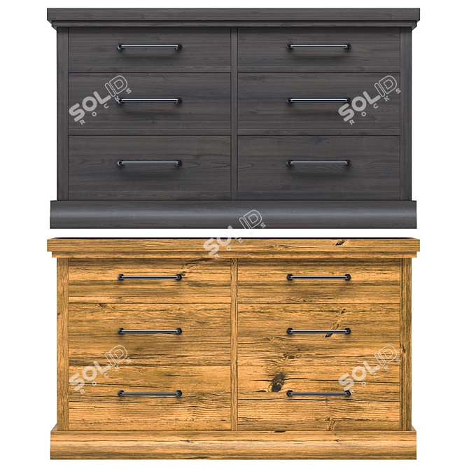 Fort 6-Drawer Wide Dresser | Spacious Storage 3D model image 3